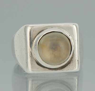 Appraisal: A Mexican Sterling Silver and Moonstone Ring Sterling silver ring