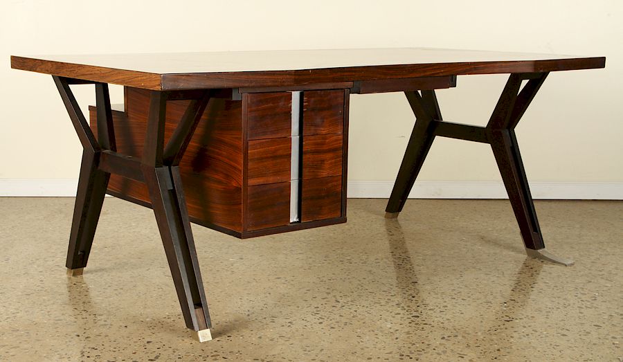 Appraisal: AN ITALIAN ROSEWOOD DESK ICO PARISI FOR MIM An Italian