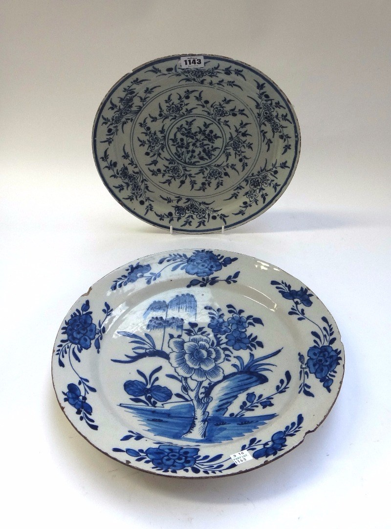 Appraisal: A blue and white tin glazed earthenware dish possibly Bristol