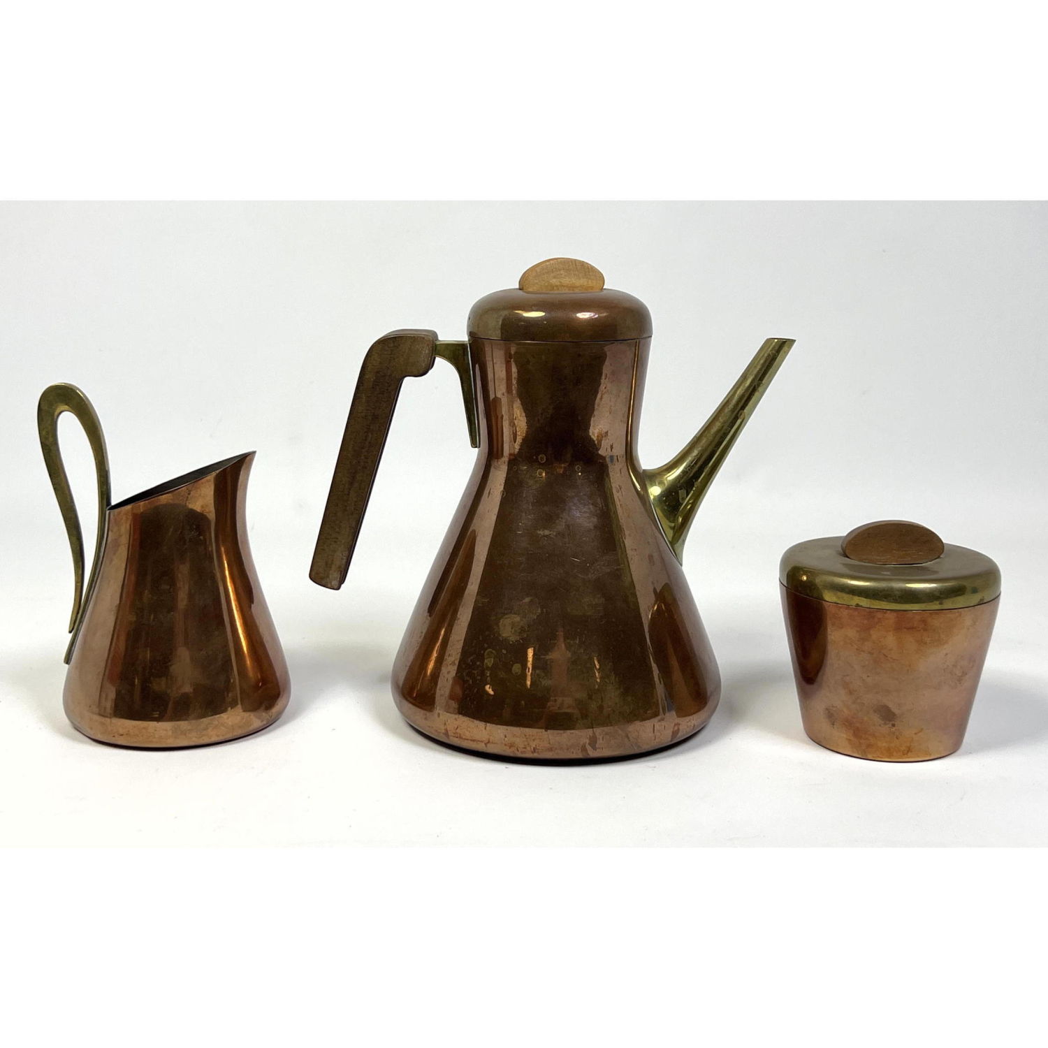 Appraisal: pc Wiener Werkstatte KARL HAGENAUER Coffee Pot Set Austria Copper