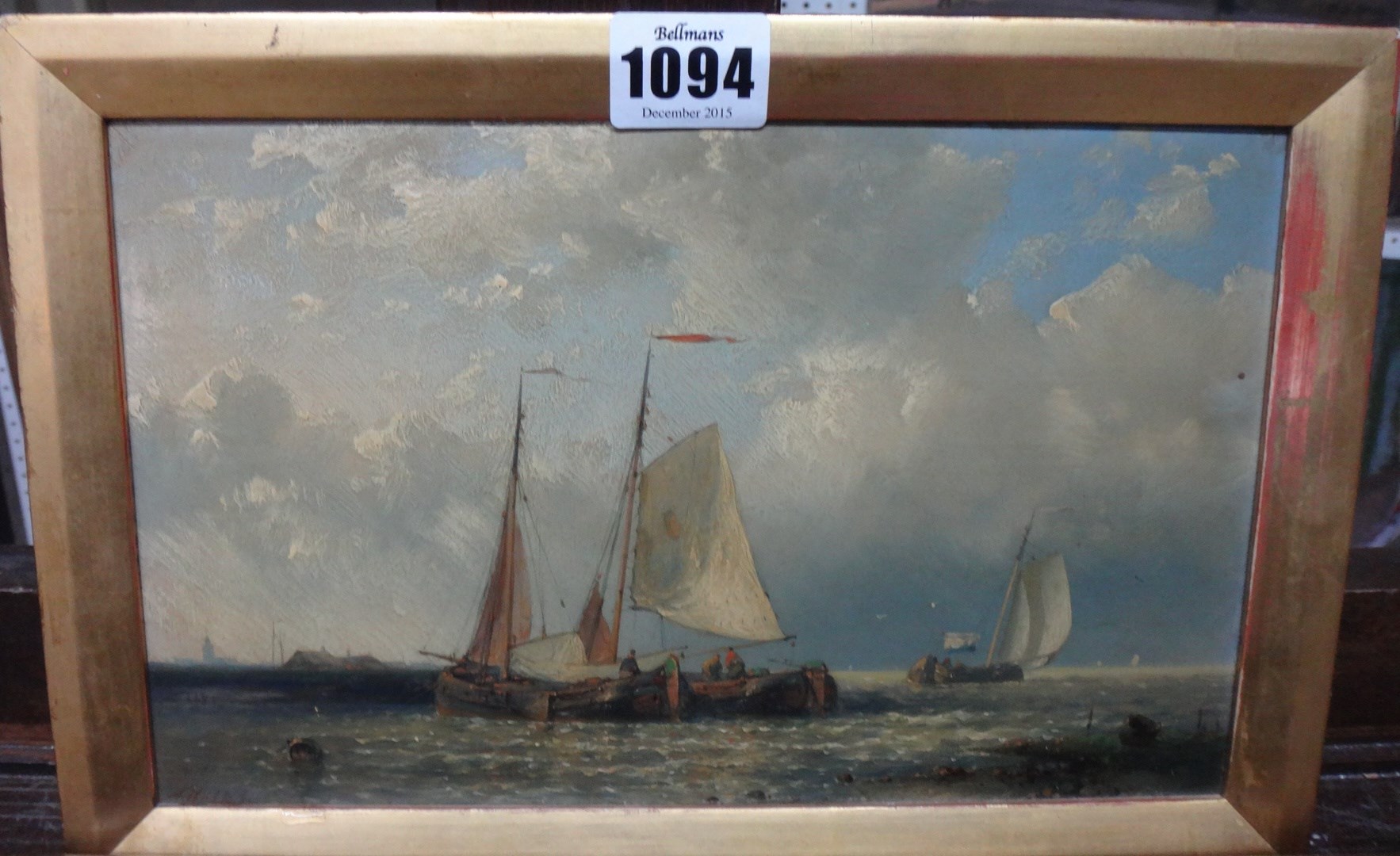 Appraisal: Abraham Hulk - Boats at anchor oil on panel signed