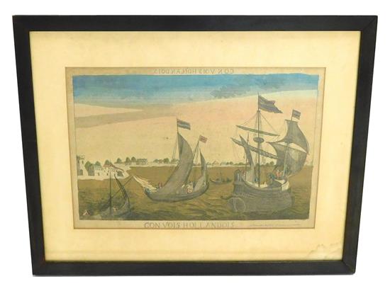 Appraisal: Early hand-colored French engraving Con Vois Hollandaois published by A