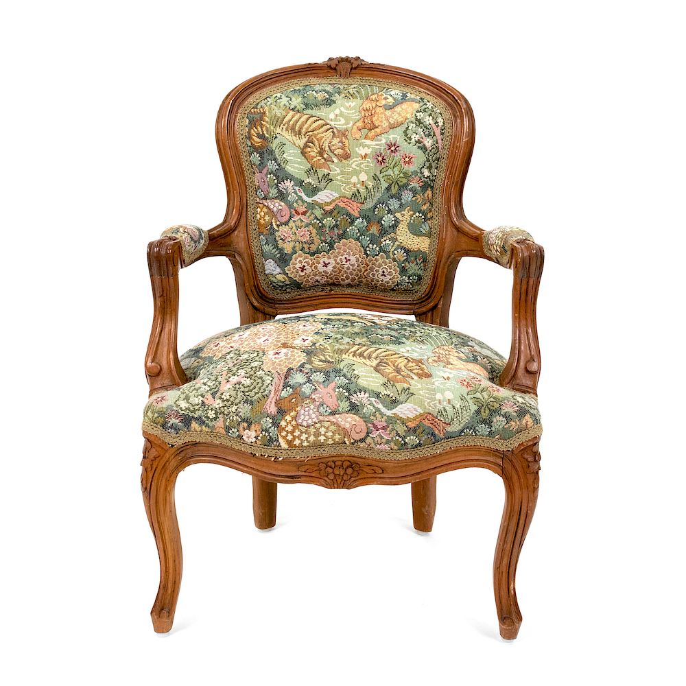 Appraisal: A Louis XV Style Carved Mahogany Diminutive Fauteuil TH CENTURY