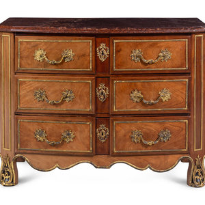 Appraisal: A Continental Gilt Bronze Mounted Mahogany Marble-Top Commode th Century