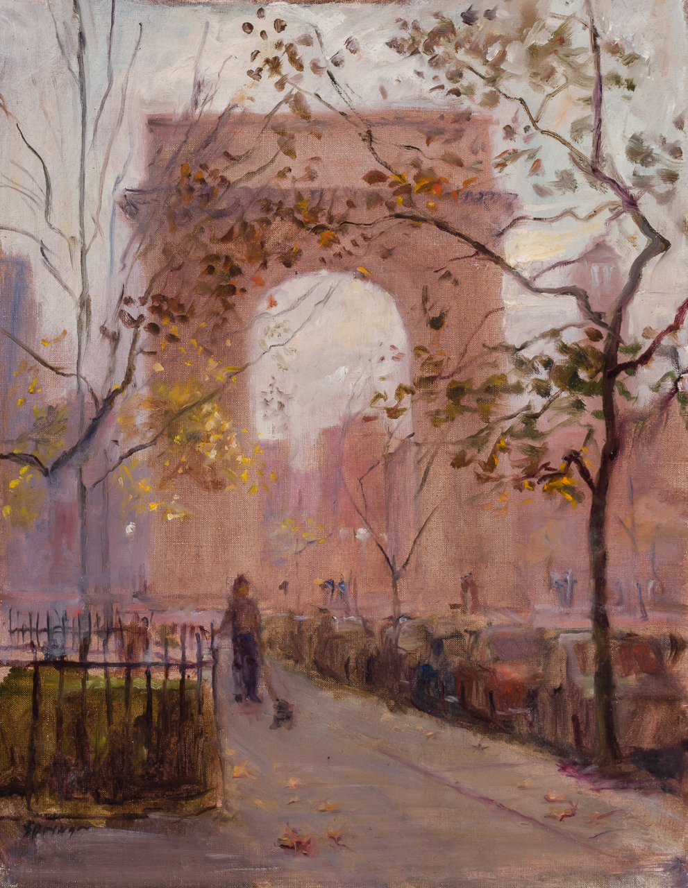 Appraisal: ANTHONY SPRINGER American - Washington Square Park A Pair oil