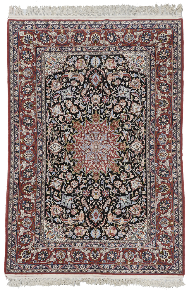 Appraisal: Isfahan Silk Rug Persian modern silk foundation with wool pile