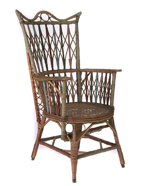 Appraisal: Property of various owners height of wicker chair in width