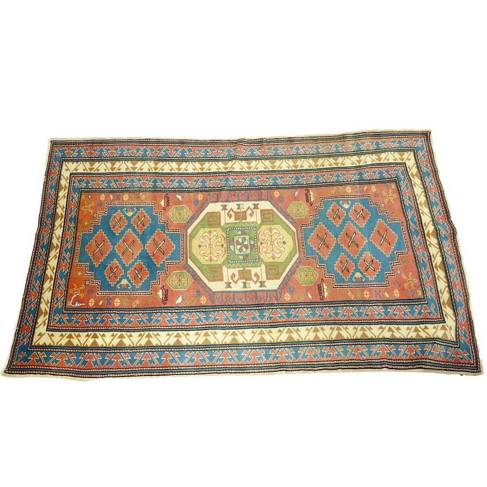 Appraisal: Semi Antique Tribal Hand Woven Wool Rug Semi Antique Caucasus