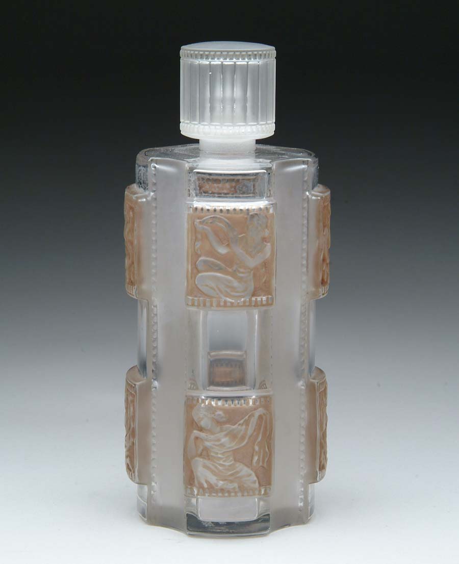 Appraisal: LALIQUE HELENE BOTTLE Outstanding Lalique bottle has four concave frosted