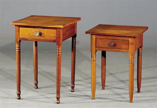 Appraisal: Two Country Sheraton cherry nightstands th centurynearly square top over