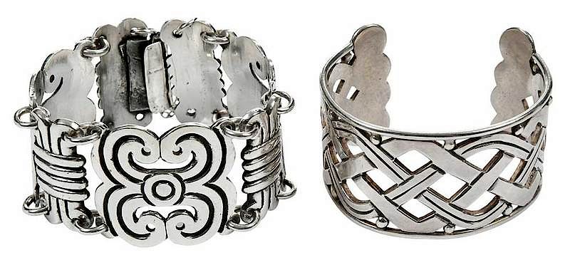 Appraisal: Two Bracelets One Hector Aguilar cuff stamped Taxco and with