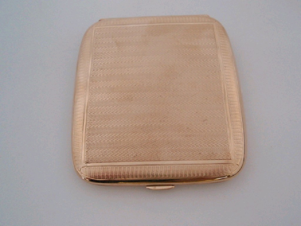 Appraisal: A ct gold engine turned cigarette case g marks rubbed