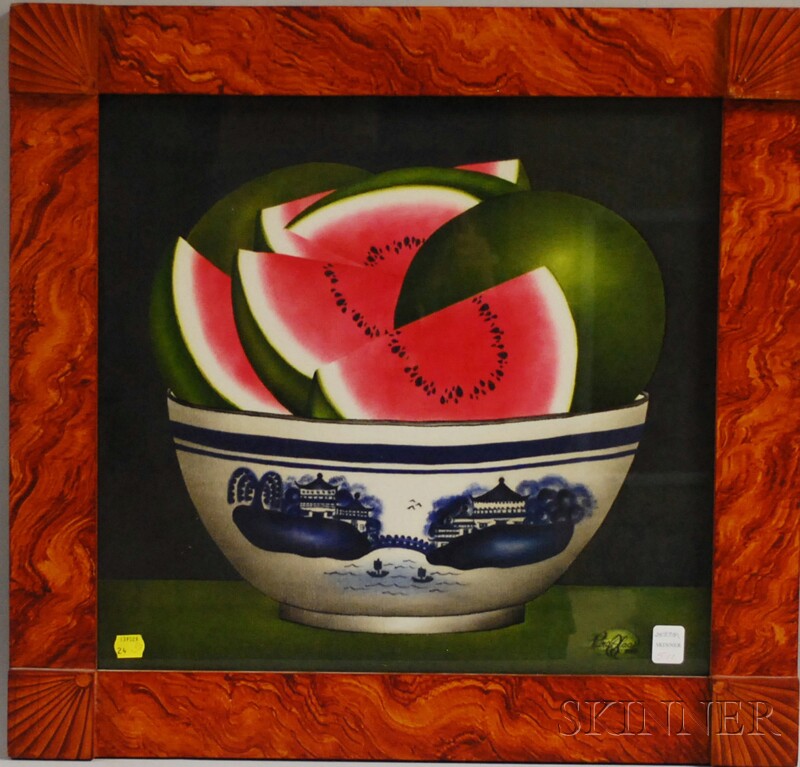 Appraisal: Painted Theorem with Watermelons in a Canton Bowl Petra Haas