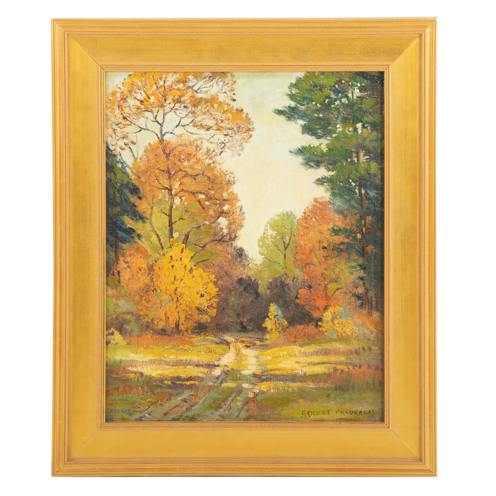 Appraisal: ERNEST T FREDERICKS AUTUMN TREESCAPE OIL American - Oil on