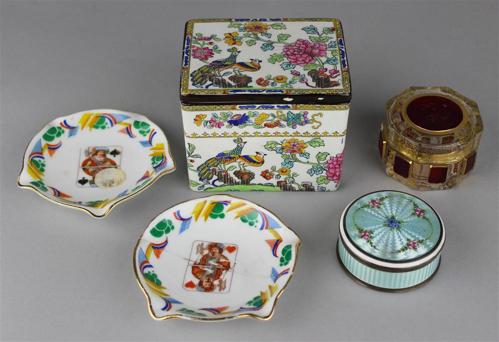 Appraisal: AMERICAN ENAMEL AND SILVER CIRCULAR BOX impressed dragonfly and mark