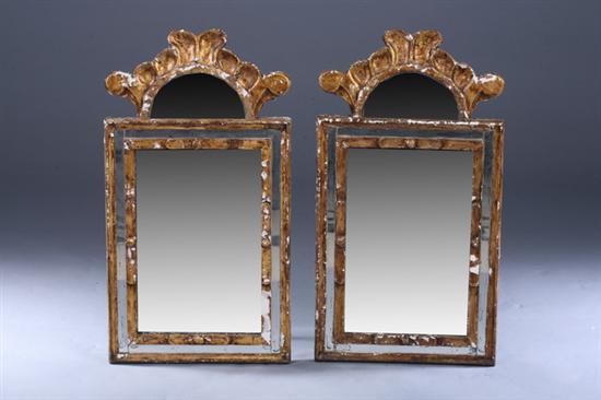 Appraisal: PAIR SPANISH GILT-GESSO OVER WOOD WALL MIRRORS early th century