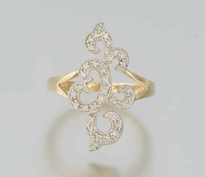 Appraisal: A Ladies' Diamond Scroll Design Ring k yellow gold ring