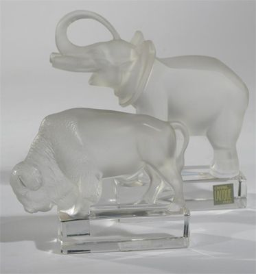 Appraisal: A modern Lalique frosted glass elephant paperweight and a modern