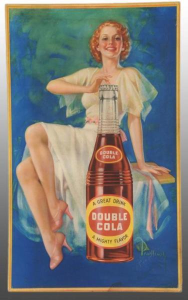 Appraisal: Cardboard Double Cola Poster Description s Features beautiful artwork by