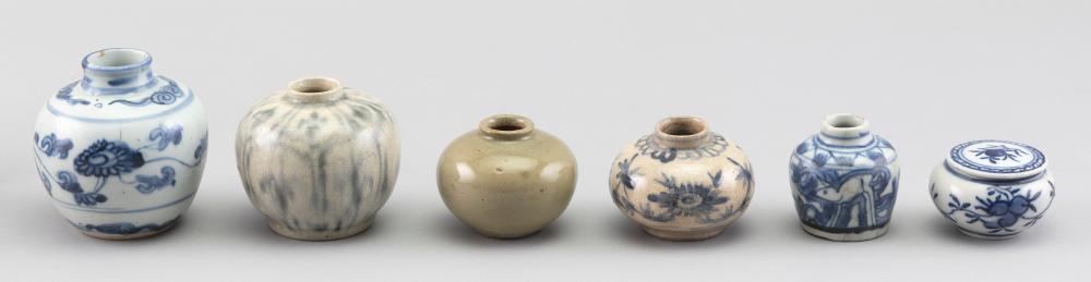 Appraisal: SIX SMALL CHINESE PORCELAIN JARLETS ONE COVERED MOSTLY TH CENTURY