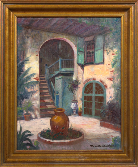 Appraisal: Knute Heldner Swedish New Orleans - Brulatour Courtyard oil on