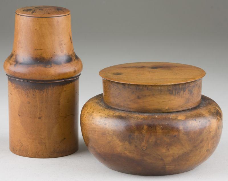 Appraisal: Two Pieces of th century Treenware the first a cylinder