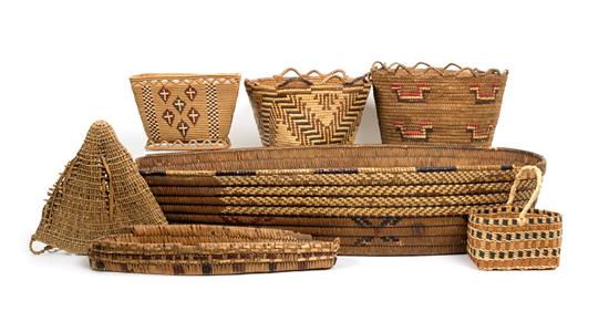 Appraisal: Sale Lot A Group of Salish Baskets including a cradle