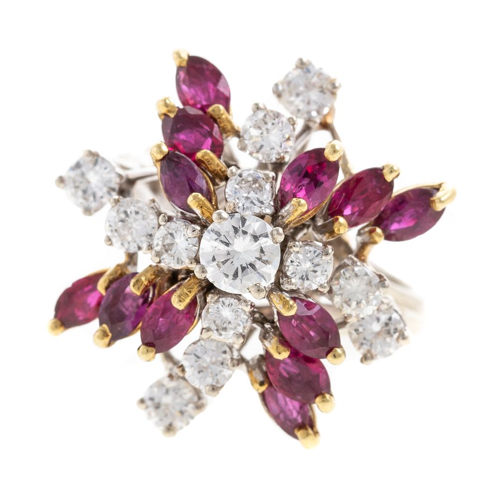 Appraisal: A Ruby and Diamond Pinwheel Ring in K K white