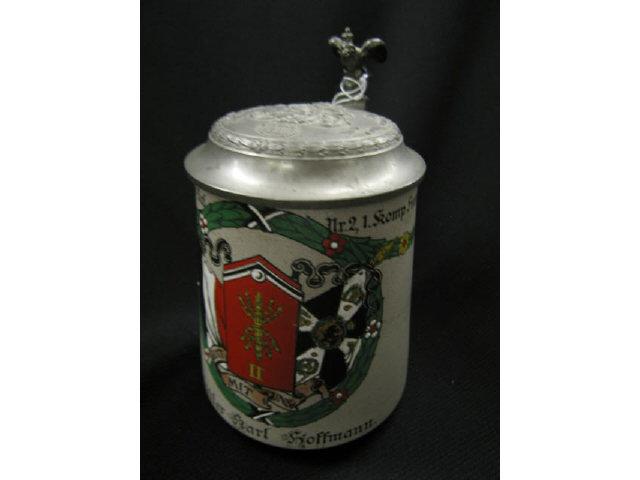 Appraisal: Regimental German Pottery Telegraph Stein Battalion st Company - liter