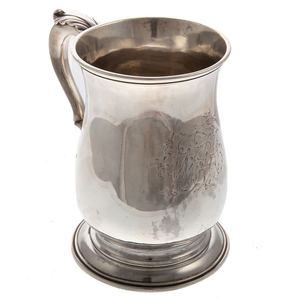 Appraisal: George II Silver Tankard SW London baluster form on a