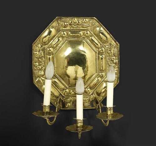 Appraisal: BLAKER Baroque German th century Moulded brass Octagonal wall plaque