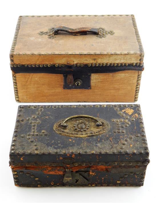 Appraisal: Two document boxes early th C both with decorative brass