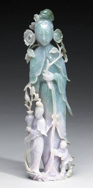 Appraisal: A good jadeite figure of a beauty and attendants The