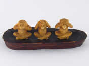 Appraisal: Three well carved figures of the three wise monkeys ht