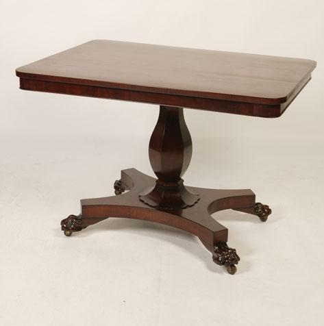 Appraisal: A WILLIAM IV PLUM PUDDING MAHOGANY BREAKFAST TABLE the rectangular