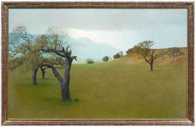 Appraisal: Wade Reynolds painting California born landscape with trees signed lower