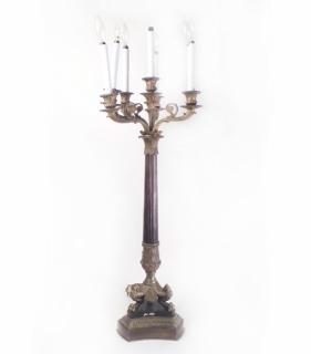 Appraisal: Single Bronze Dore Candelabra Bronze dore and patinated candelabra Dia