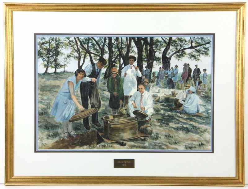 Appraisal: Samuel D Bissette NC - Watercolortitled ''On A Picnic ''