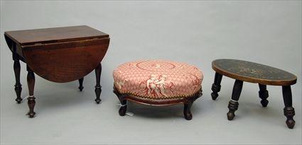 Appraisal: Miniature Drop-Leaf Table together with a Painted Stool and an