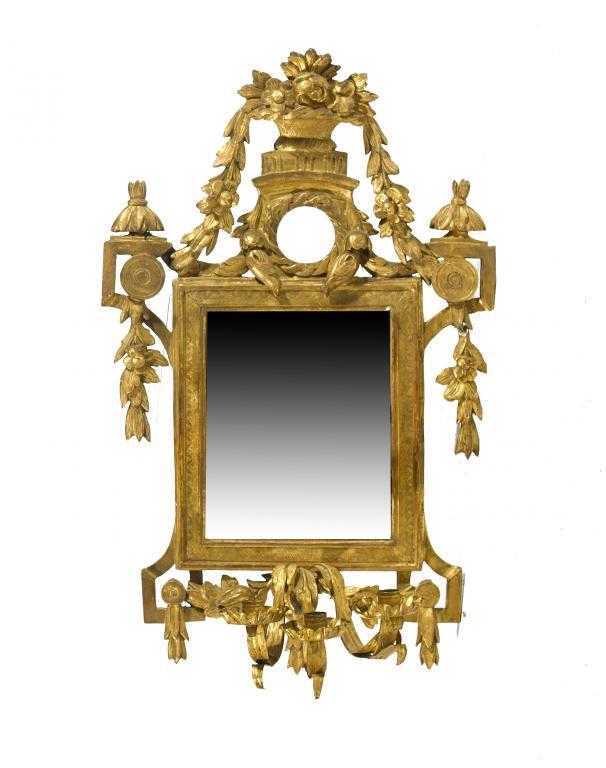 Appraisal: A CONTINENTAL GILTWOOD GIRANDOLE in neo-classical style the rectangular frame