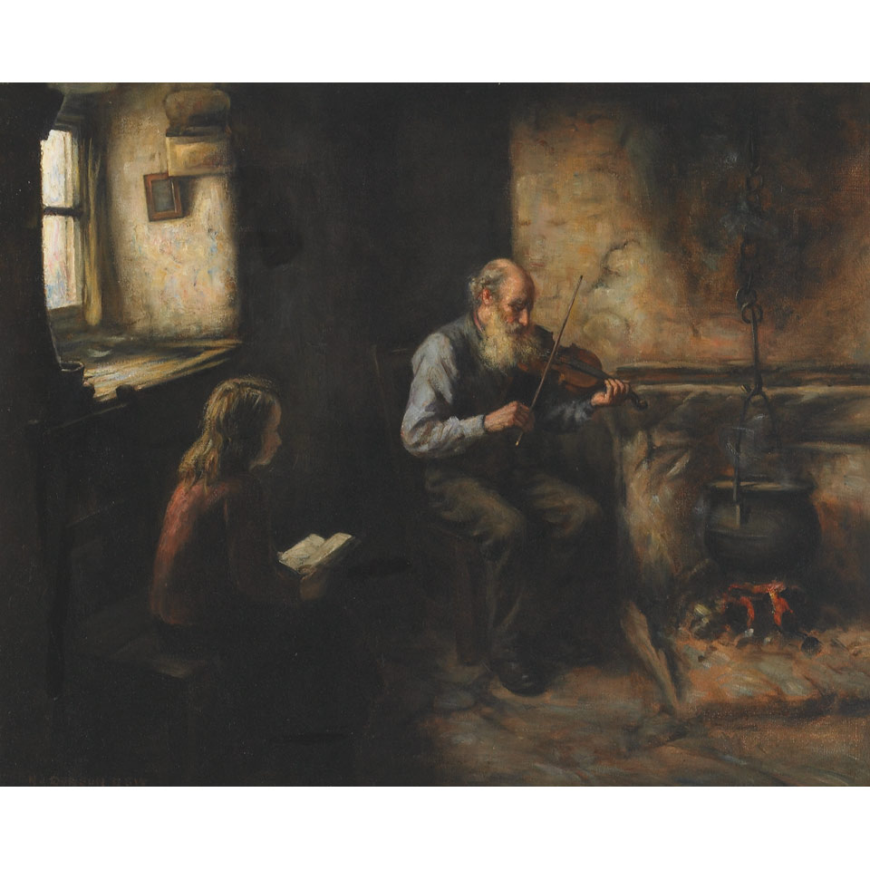 Appraisal: Henry John Dobson - Scottish THE OLD FIDDLER Oil on