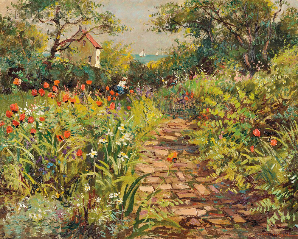 Appraisal: Wayne Beam Morrell American - The Garden Walk Signed Wayne