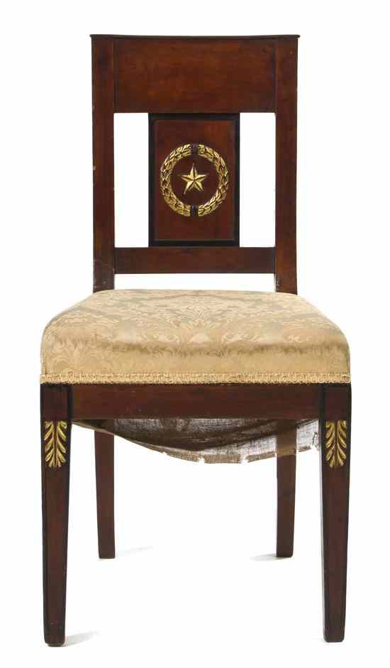 Appraisal: An Empire Mahogany and Parcel Gilt Side Chair having a