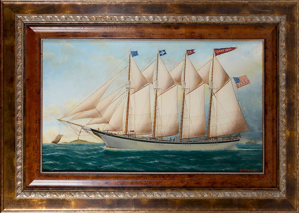 Appraisal: Reginald Nickerson Oil on Canvas Portrait of the Four-Mast Schooner