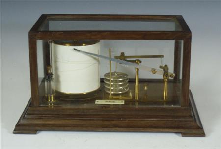 Appraisal: A mahogany cased barograph Marked 'A N C S Ltd