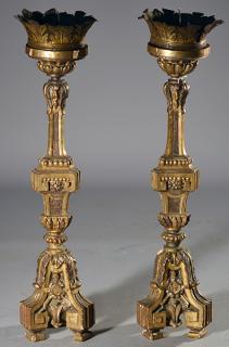 Appraisal: Pair of th th C Italian Pricket Sticks Pair of