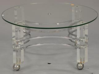 Appraisal: Charles Hollis Jones coffee table chrome and lucite with round