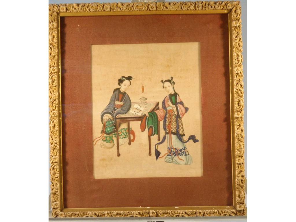 Appraisal: A thC Chinese painting on rice paper of two young