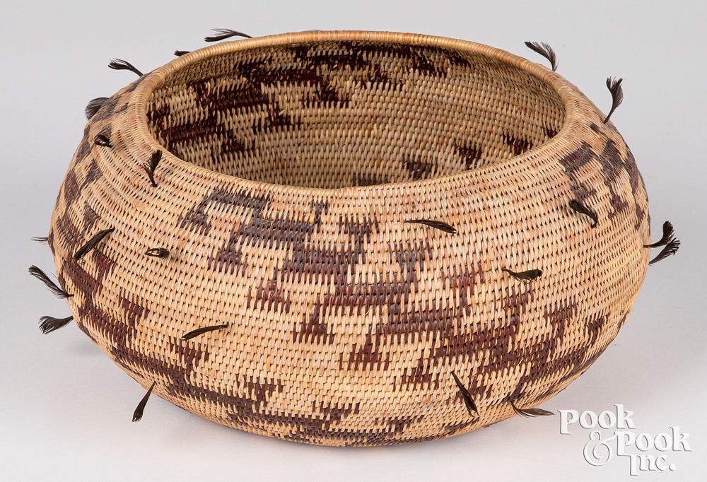 Appraisal: California Pomo Indian basket California Pomo Indian basket with Top