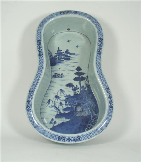 Appraisal: A large th century Chinese export blue painted bidet of